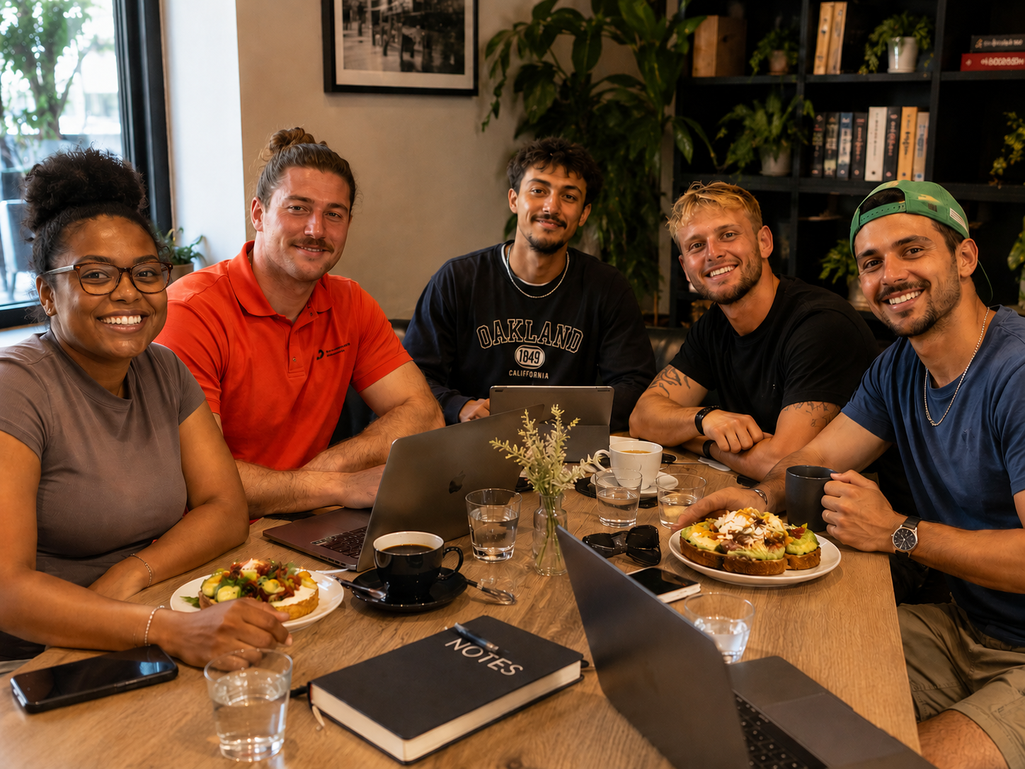 Eleva Group team members working together over coffee in Miami